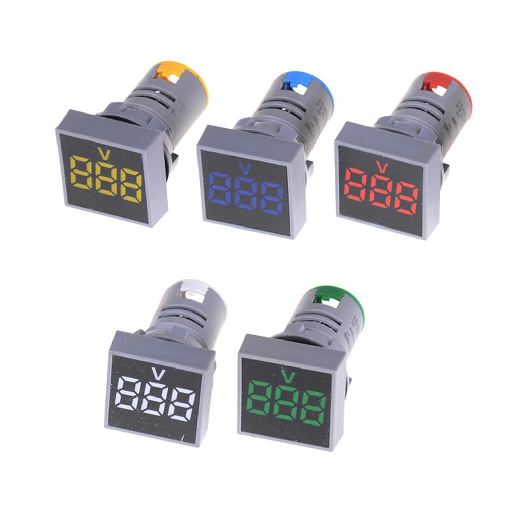 22MM AC12-500V Light White/Red/Yellow/Green/Blue Voltmeter Square Panel LED Digital Voltage Meter Indicator