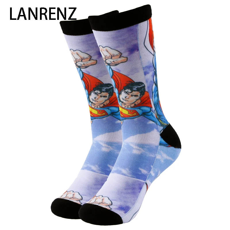2019 Летающий Супермен Печать мужские и женские модные забавные носки 3d печатные носки 200 Вязание картина маслом Компрессионные носки