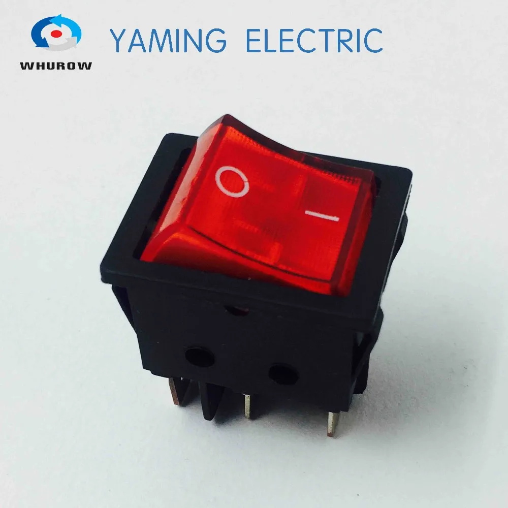 

5pcs/lot Rocker switch KCD4 6 pins 10A 500V Push button Mini Latching Power switch Red light ON-OFF high quality