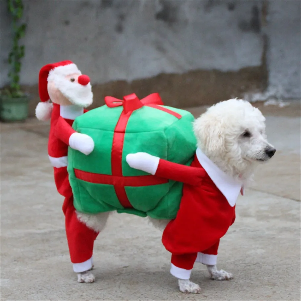 

Pet Dog Costume Cat Santa Gift Doggy Cloth Fancy Cosplay Puppy Apparel Jacket Coat Christmas Dressup Warm Winter Pet Clothes