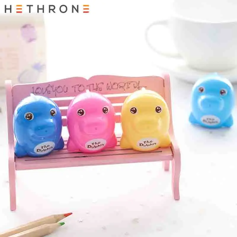 Hethrone 1 шт. Kawaii dolphin точилка для карандашей резак нож рекламный подарок канцелярские принадлежности двойной контроль мультфильм точилка для карандашей