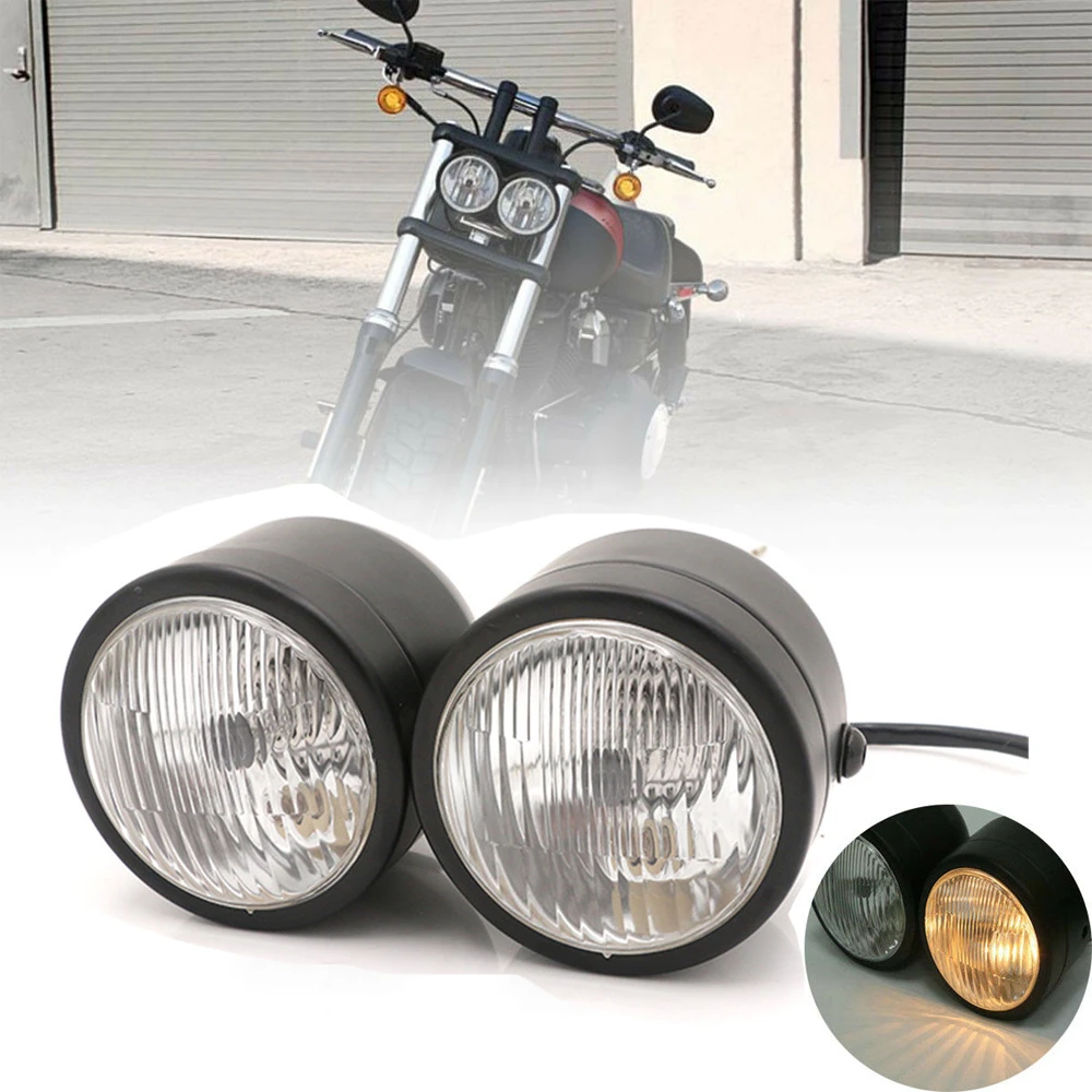 Motorcycle Twin Front Headlight Head Lamp For Cg125 Gn125 Harley Davidson Dual Sport Chopper Bobber Softail Bad Boy Aliexpress