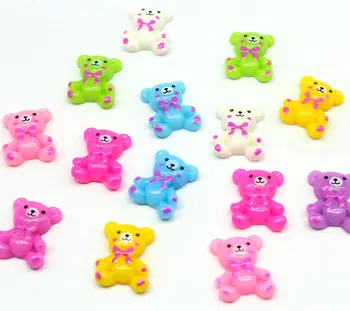 

250pcs resin Bear Cabochons, mix color, Resin Animal Cabochon, Bear Flat Backs, Kawaii, Decoden Supplies polka dots display