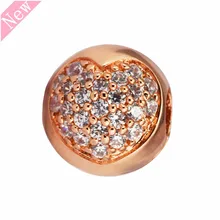 Инновационный Золотой в виде Розы моей жизни, камень-шипованные Сердце Клип бусины DIY Fit PANDORA Подвески для женщин ювелирных изделий KT070C-N