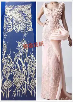

Fashion show ivory French lace African embroidery tulle lace fabric for clothes free shipping DHL