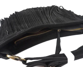 LilyHood 2023 Women Genuine Leather Long Fringe Shoulder Bag Tassel Boho Hippie Gypsy Gothic Rock Music Feminine Shoulder Bag