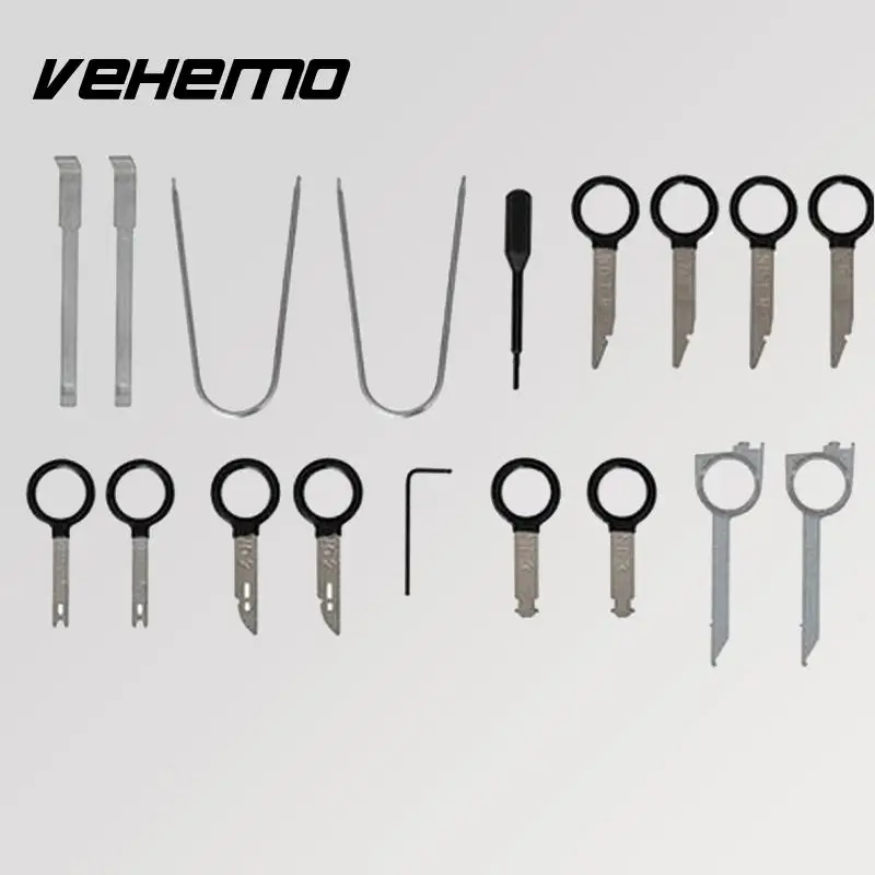 

Vehemo 20Pcs Professional Car Van Radio Audio Stereo Player Removal Key Tool Kits Set