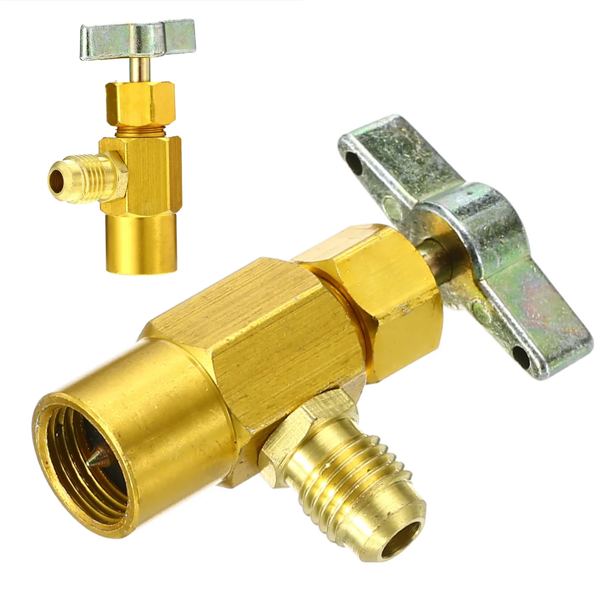 

Asian Edition R134a Refrigerant Tap 1/4 SAE M14 Thread Adapter R-134a Air Conditioning Refrigerant Can Bottle Tap Opener Valve