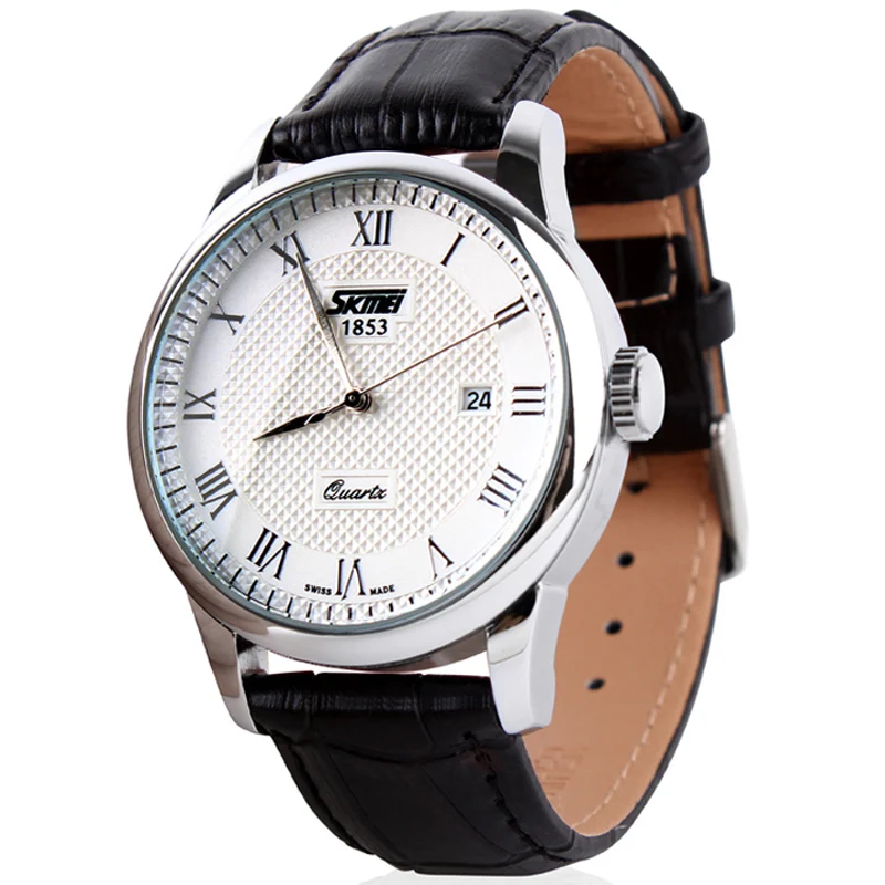 SKMEI Brand 9058 Quartz Watches Women Auto date Wristwatches Leather Strap Ladies Watch