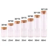 Dia 30mm: 15ml 25ml 30ml 35ml 40ml 50ml 60mlTransparent Glass Test Tube Vials Terrarium with Cork Stopper Glass Container 24pcs 1