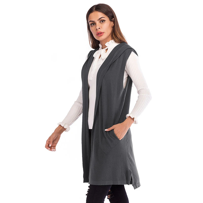 sleeveless cardigan with hood