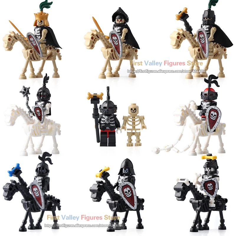 

DR.TONG Single Sale AX9815 LegoINGly Medieval Castle Skeleton Knights Gladiatus Skeleton Horses Building Blocks Bricks Kids Toys