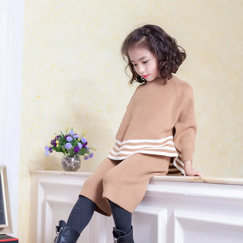 Little Girls Clothing Set Sweater Clothes For Girls Toddler Knitting Outfits Suit 2018 Fashion Soft Cute Product High Quality 5T