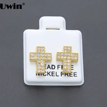 Серьги с кристаллами в виде креста, Желтая Женская Золотая Мужская модная серьги-гвоздики, новая мода, циркониевые серьги-гвоздики, Женские Ювелирные изделия