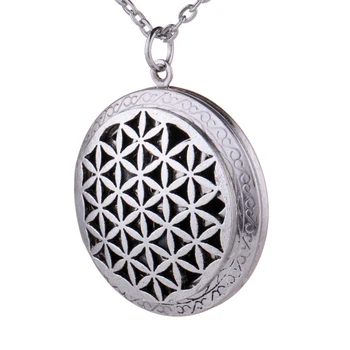 

Flower of Life Essential Oil Diffuser Necklace Lockets Pendant with Linen Gift Pouch