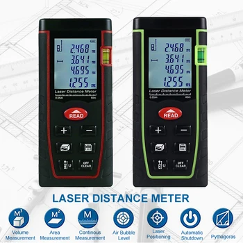 

40m/60m Handheld Laser Distance Measure Meter M/In/Ft Measuring Device Laser Tape Pythagorean Mode LCD Display Self-calibration