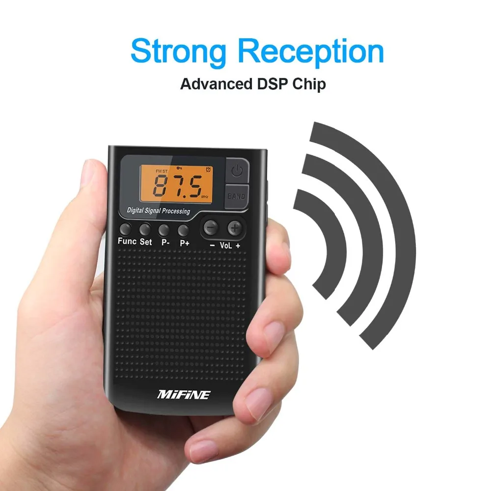 

Mini Black stereo Radio Frequency Modulation FM pocket Radio Digital Signal Processing Portable Receiver for large meetings