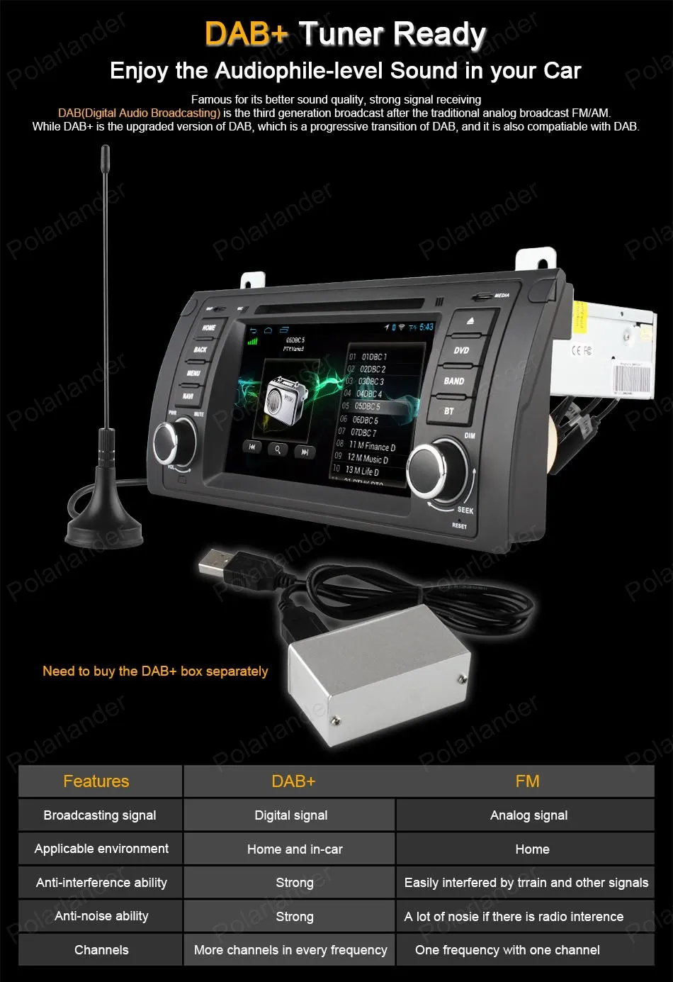 Clearance Android4.4 7 inch Car DVD For BMW E39/X5/M5/E38/E53 FM AM radio Support BT GPS 3G WiFi OBD DVR DAB+ RDS TPMS 15
