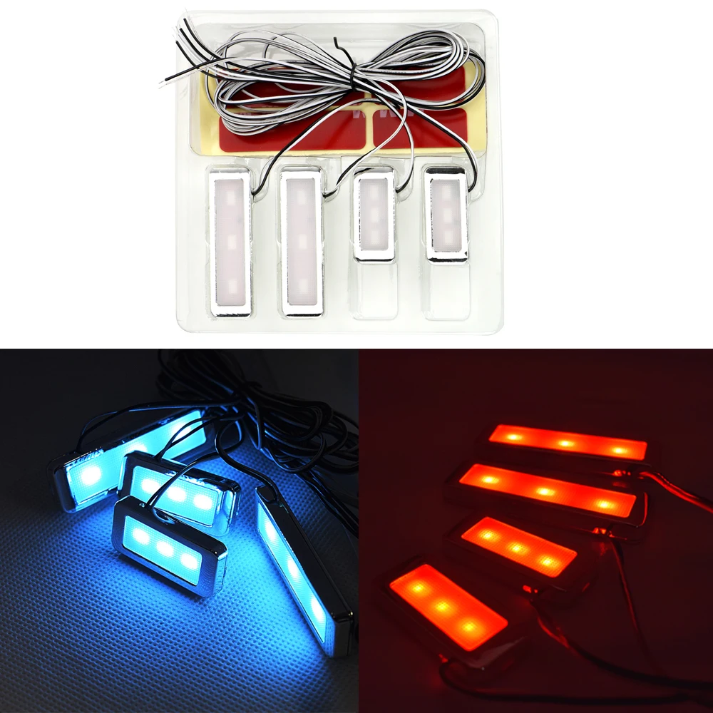 

LEEPEE Decorative 3 LEDs Auto Interior Lamp 4pcs Universal Armrest Inner Bowl Lights Cool Door Handle Lighting