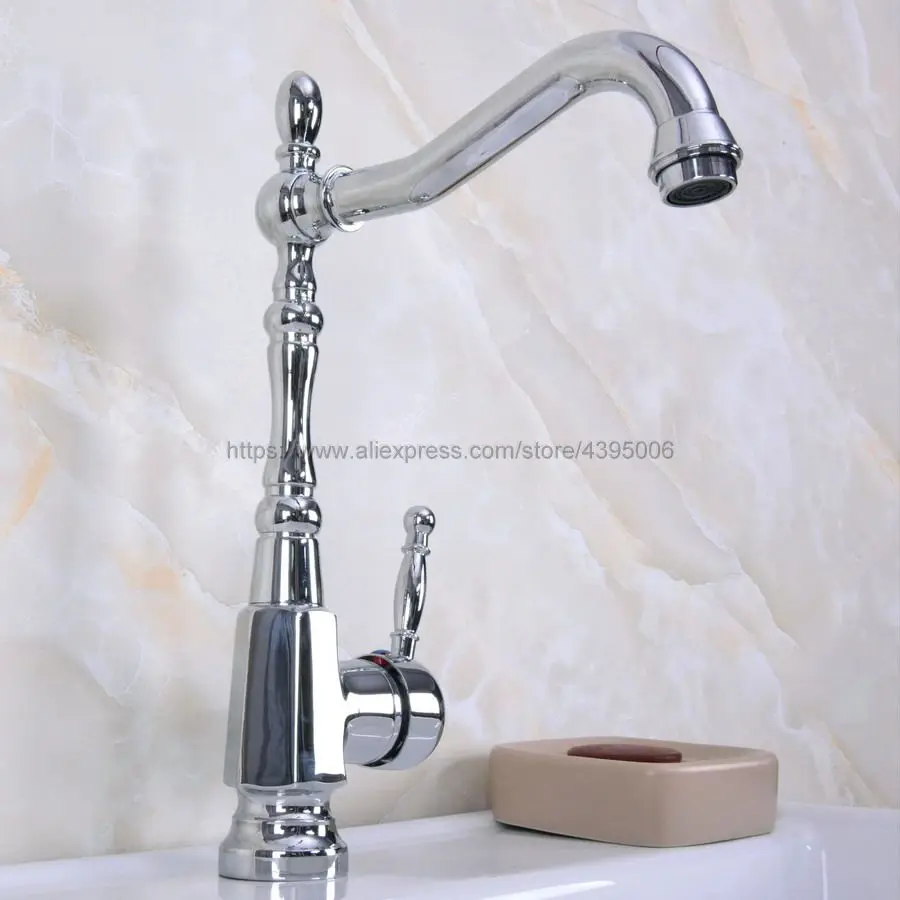 

Polished Chrome Basin Faucet Modern Bathroom Lavatory Vessel Sink Faucet Single Handle Bnf925