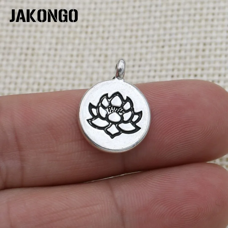JAKONGO античный посеребренный цветок лотоса, Будда амулеты для изготовления ювелирных изделий браслет аксессуары ювелирных изделий 10 шт./лот