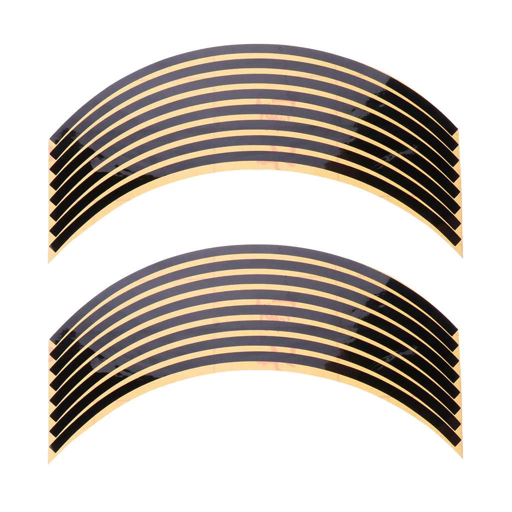 Motorcycle Rim Tape Reflective Wheel Stickers Decals Set Kit 17 Inch Pre-Curved For Easy Installation