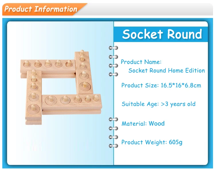 Деревянные игрушки Монтессори, Обучающие цилиндрические розетки, блочные игрушки, детские развивающие игрушки, Семейные игрушки