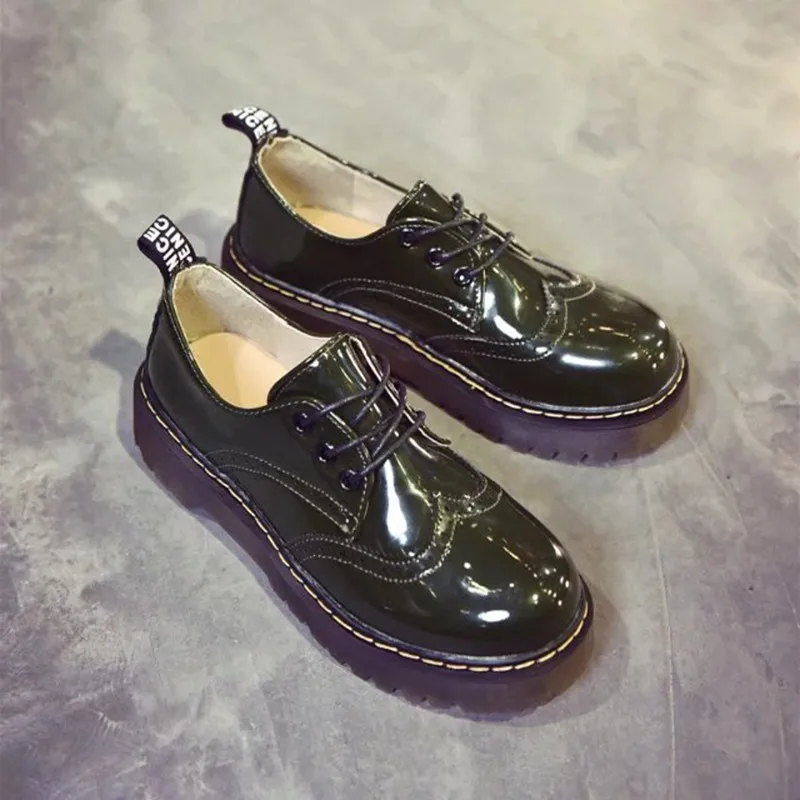COOTELILI Designer Shoes Women Luxury 2018 Brogue Flat Platform Shoes Woman 4cm Heel PU Leather Lace-Up Ladies Shoes Flats 35-40 (5)