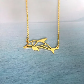 

2017 hollow cute Dolphin Pendant choker Necklace Pet for Women girls pretty Christmas birthday Gift