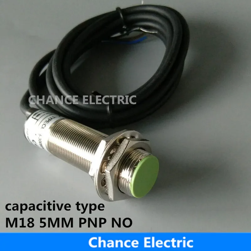 capacitive proximity sensor pnp M18 detect 5mm distance NO/NC LED