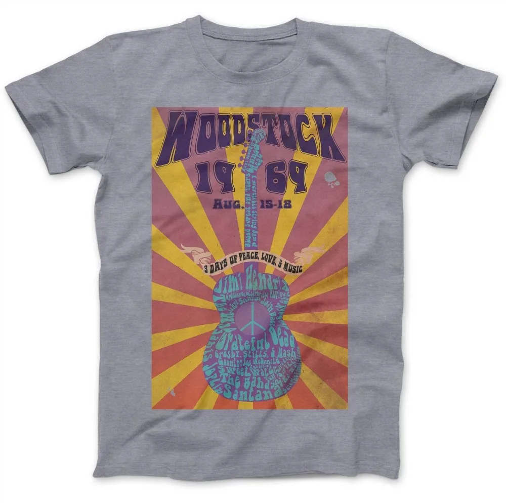 Woodstock Festival футболка хиппи Премиум хлопок мир лето топы для мужчин летние