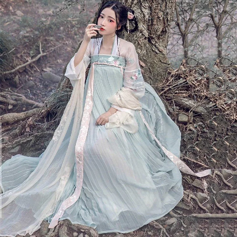 Элегантный Hanfu Для женщин костюм для китайского традиционного танца Костюм сценическая одежда для певцов народное платье Oriental