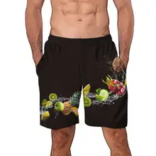 3D Свежий принт с фруктами Мужская Доска Короткий эластичный пояс для плавания повседневные быстросохнущие пляжные шорты купальный костюм с боковыми карманами