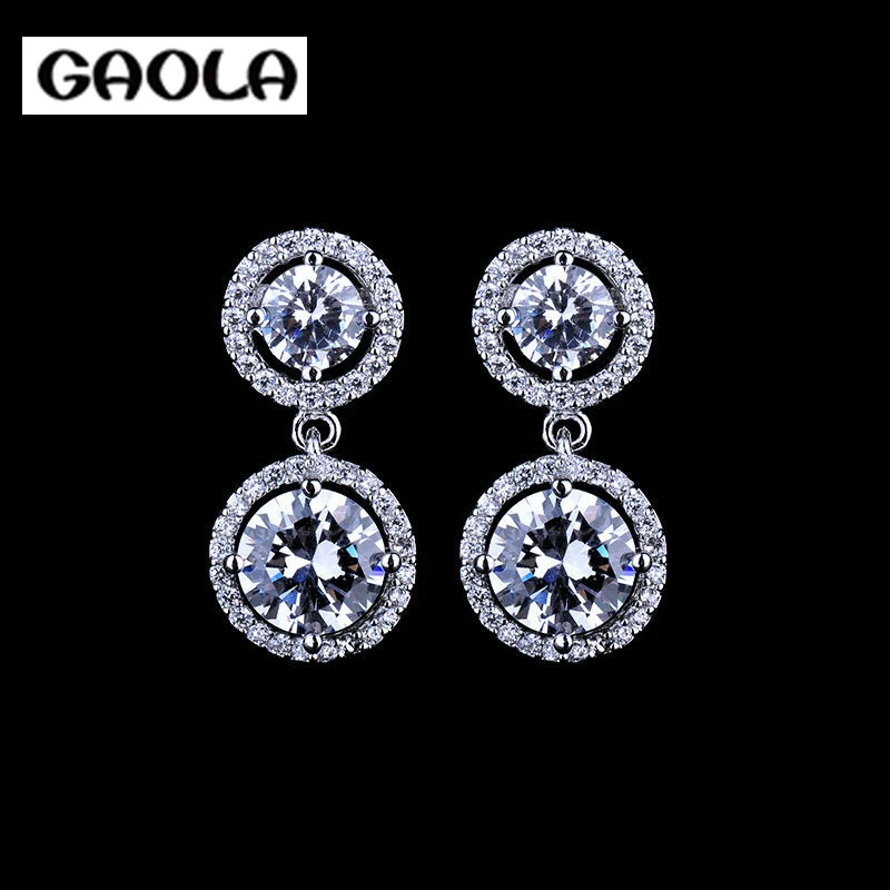 

wedding dress clarity AAA cubic zirconia pendant silver plated jewelry dangle earring GLE4102