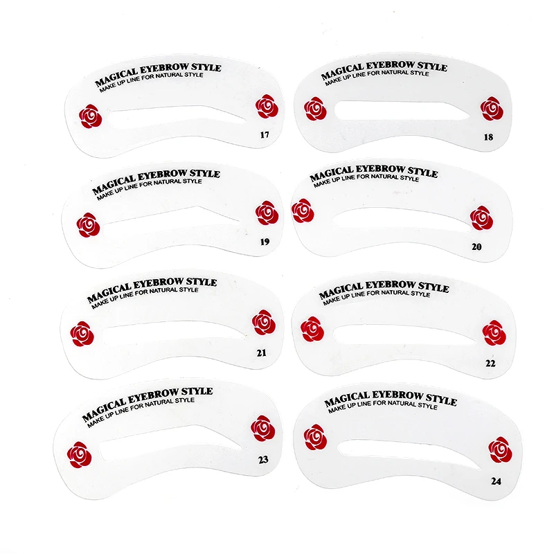 

24PCs Reusable Eyebrow Drawing Grooming Shaping Stencils Eyebrow Guide Template Card Kit Beauty Cosmetic Tool