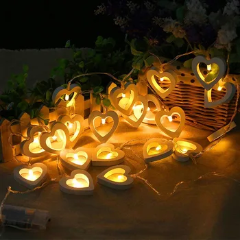 

2018 New Hot Creative Wooden Heart LED String Lights Christmas Love Decor Halloween Wedding Christmas Party Decor