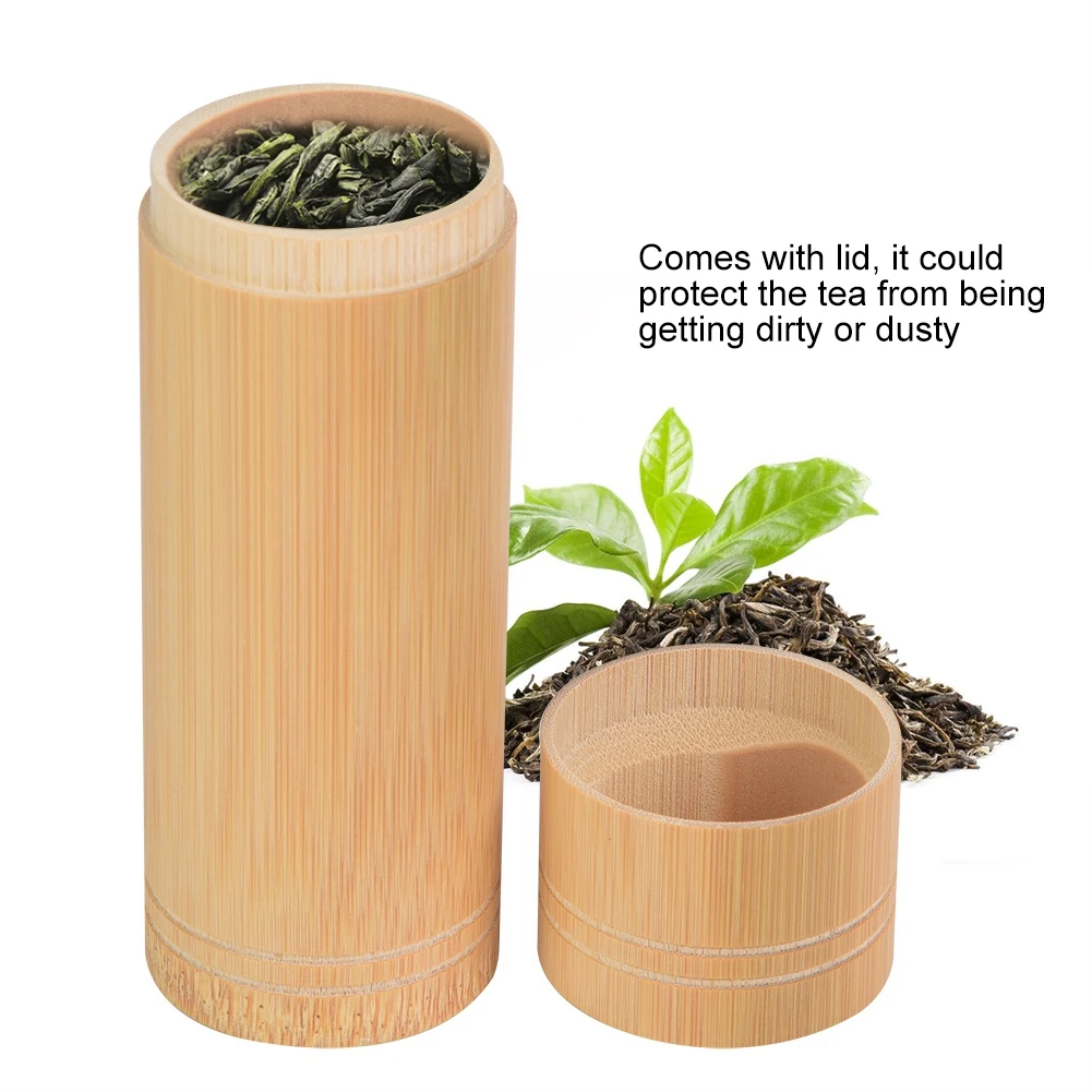 1 шт. чайная коробка круглой формы, Бамбуковая коробка для хранения чая, ручная работа, натуральная чайная банка, держатель для хранения, деревянный контейнер с крышкой