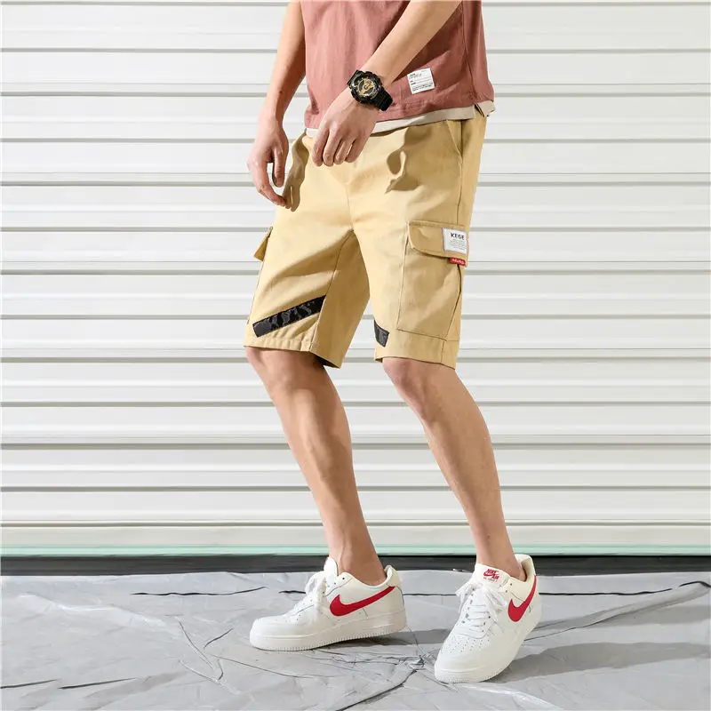 Хип-хоп шорты мужские летние рабочие короткие штаны с боковым карманом классные розовые облегающие короткие брюки модные мужские шорты Карго - Цвет: Серый