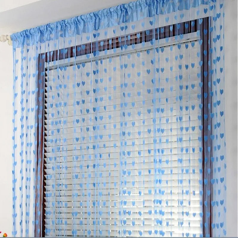 Bedroom Heart String Curtains For Door Windows Tulle Voile