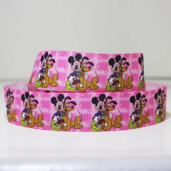 

50yards 7/8" 1" 1.5" 2" 3" 22mm 25mm 38mm 50mm 75mm mickey with dog printed grosgrain ribbon for headband hair bow hair tie