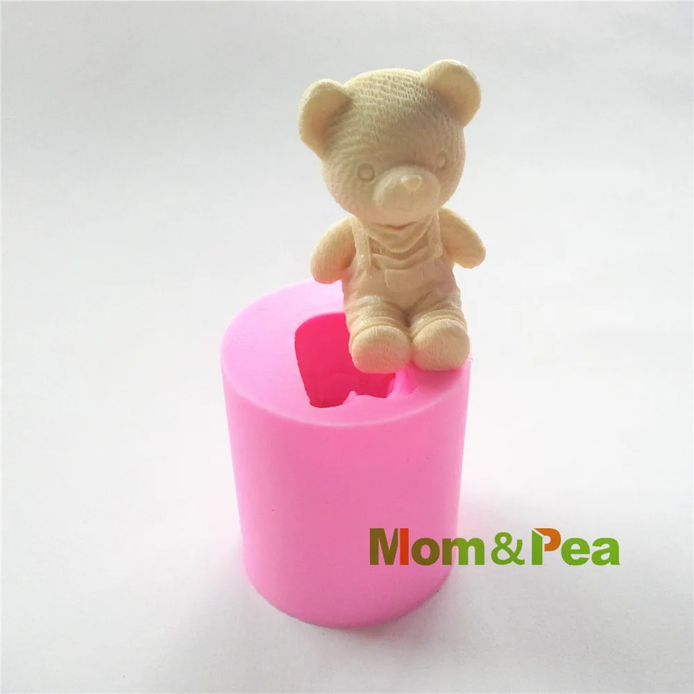 Mom& Pea 0494,, силиконовая форма для мыла в форме медведя для мальчиков, украшение торта, помадка, 3D форма для торта, силиконовая форма для пищевых продуктов