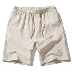 2018 Горячая Мода для мужчин короткие штаны Летние льняные шорты повседневное тонкий сплошной пляжные бермуды