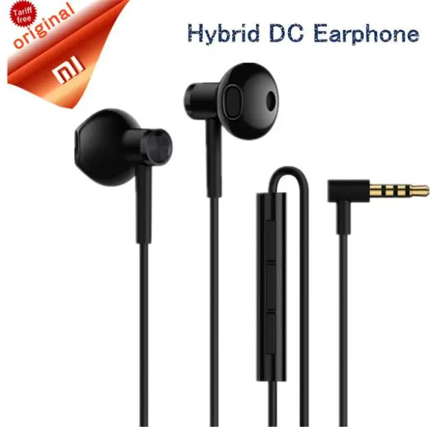 Новые наушники Xiaomi Mi Dual Driver MEM Mic с проводным управлением, полувставные наушники l-образной формы, гибридные динамические наушники постоянного тока