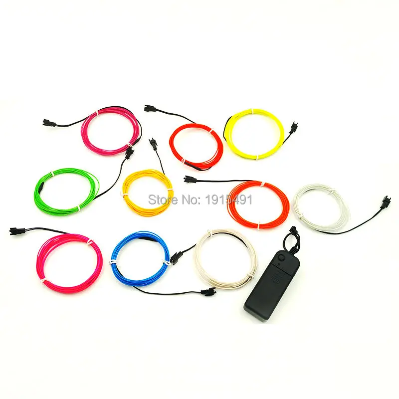 

Hot 4Meter 1.3mm glowing props LED Neon Holiday lighting Flexible EL wire+one DC3V Battery Boxes Drives,use For Moulding decor