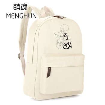 

One punch man Saitama sensei/Genos canvas cartoon anime backpack anime fans gift durable canvas material white canvas bag NB362