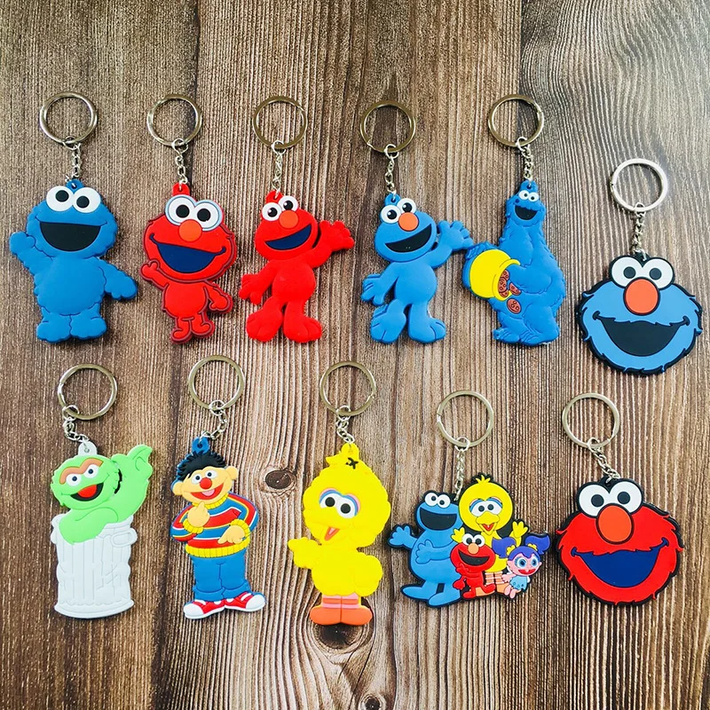 

Cartoon sesame street PVC keychain big bird elmo cookie monster cute funny pendant key chains Accessories llaveros kids gift toy