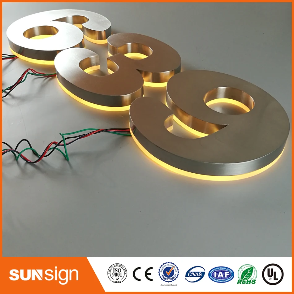 

Factory Outlet outdoor halo lit metal letters sign backlit led letters sign for building sign