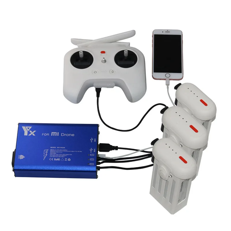 

5 in 1 Rapid Intelligent Multi Battery Charger Hub (Charge 3 Batteries & 2 USB Ports) For Xiaomi Drone