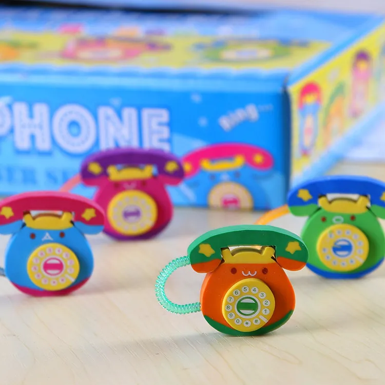 

Kawaii interesting telephone Eraser Lovely Cartoon Eraser Korean Stationery for kids Children School Supplies Korean Papelaria