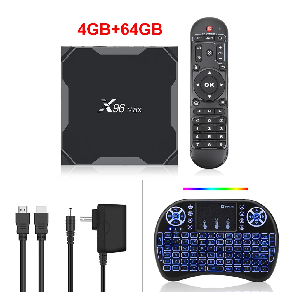 VONTAR X96Max ТВ приставка Android 9,0 Amlogic S905X3 Четырехъядерный 4 ГБ 32 ГБ 64 Гб Wifi BT 1000M 4K ТВ приставка X96 Max X3 медиаплеер - Цвет: X96 MAX 4G64G I8 Bac